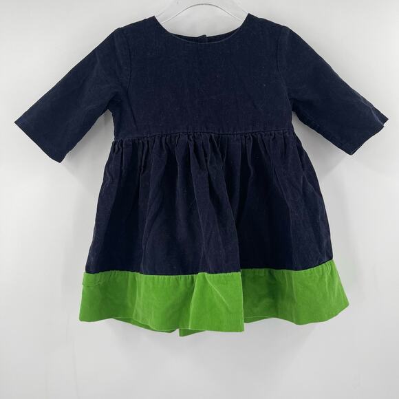 BELLA BLISS Dress Size 3 Boutique Corduroy Green Navy Toddler Girl Prep Holiday - Picture 12 of 12